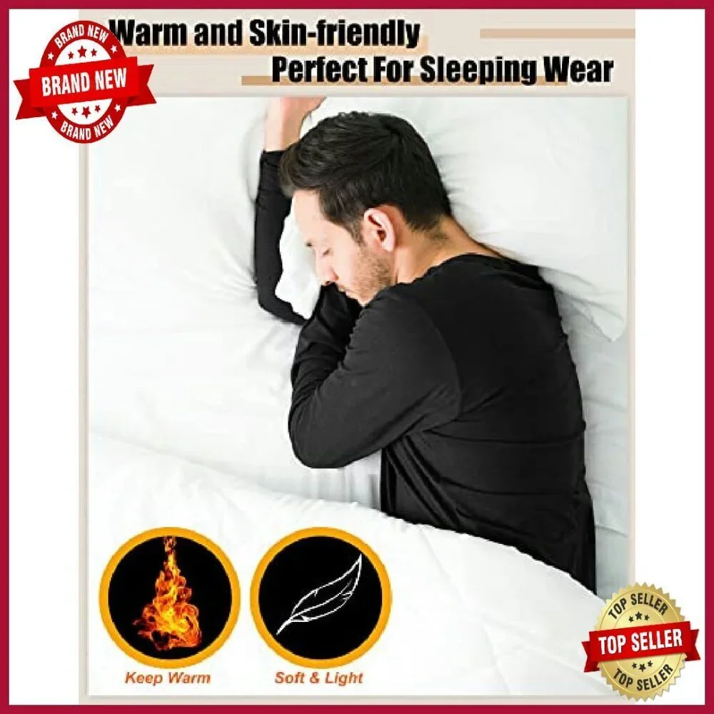 Men's 4-Piece Cotton Thermal Underwear Set, Slim Fit Base Layer for Winter
